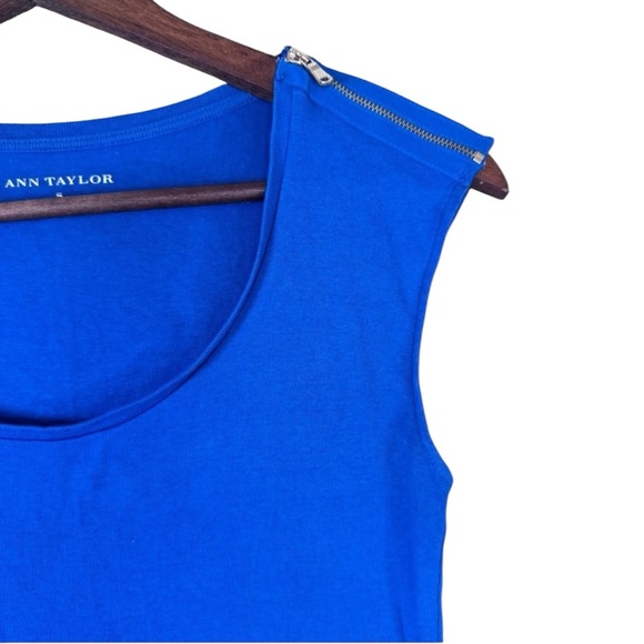 Ann Taylor Blue Tank Top with Gold Zipper Detail - Picture 3 of 9